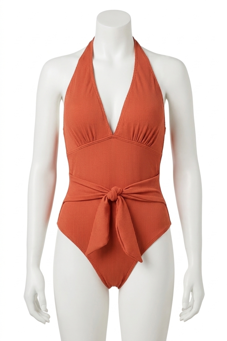 NEW AND THE WHY summer air halter swimsuit in marsala